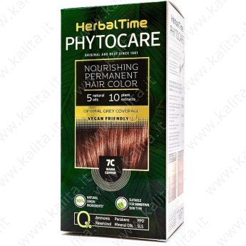 Tinta per capelli nutriente senza ammoniaca 7C Rame caldo "Herbal Time Phytocare"